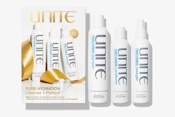 Studio Bliss-Day 1: Unite Pure Hydration Haircare 3 Piece Gift Basket  Day 2: Pause & Effect Skincare Duo Full Size Hyaluronic Acid and Peptide Arcitect Serum